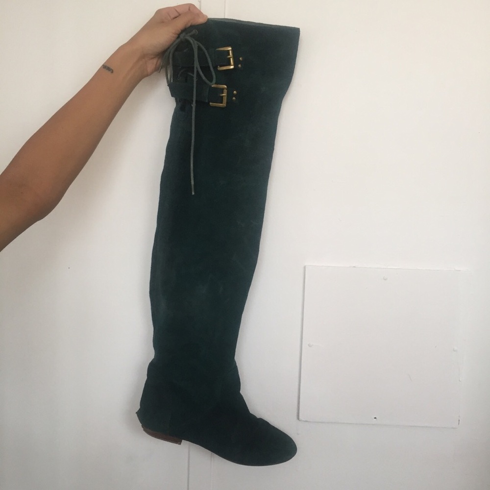 over the knee emerald green boots